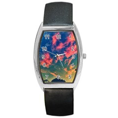 Brushstroke Skies Barrel Style Metal Watch by okhismakingart