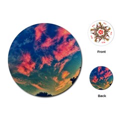 Brushstroke Skies Playing Cards (round) by okhismakingart