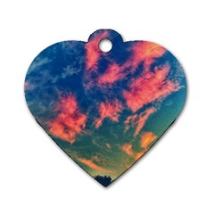 Brushstroke Skies Dog Tag Heart (one Side) by okhismakingart