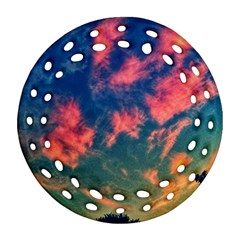 Brushstroke Skies Round Filigree Ornament (two Sides) by okhismakingart