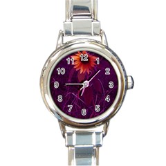 Purple Sunflower Round Italian Charm Watch by okhismakingart