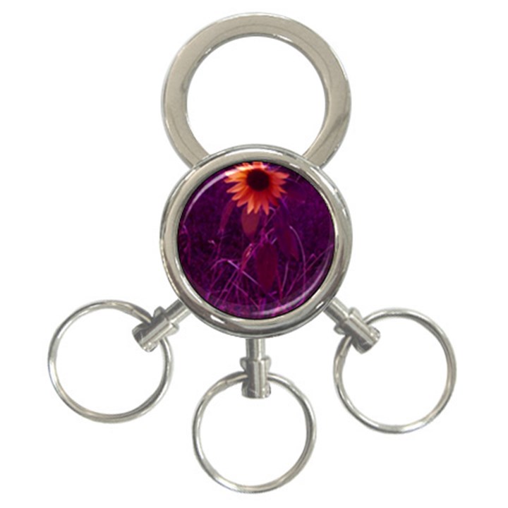 Purple Sunflower 3-Ring Key Chains