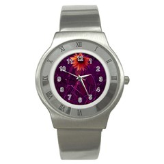 Purple Sunflower Stainless Steel Watch by okhismakingart