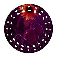 Purple Sunflower Ornament (round Filigree) by okhismakingart