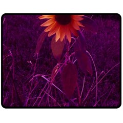 Purple Sunflower Double Sided Fleece Blanket (medium)  by okhismakingart