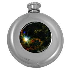 Emerging Sun Round Hip Flask (5 Oz) by okhismakingart