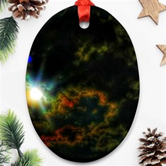 Emerging Sun Oval Ornament (two Sides) by okhismakingart