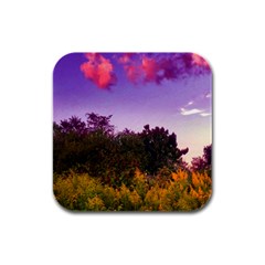 Purple Afternoon Rubber Square Coaster (4 Pack)  by okhismakingart