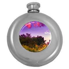 Purple Afternoon Round Hip Flask (5 Oz) by okhismakingart