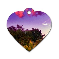 Purple Afternoon Dog Tag Heart (two Sides) by okhismakingart