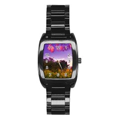 Purple Afternoon Stainless Steel Barrel Watch by okhismakingart