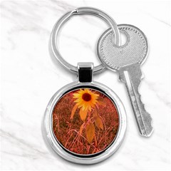 Red Tinted Sunflower Key Chains (Round) 