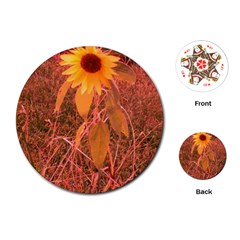 Red Tinted Sunflower Playing Cards (Round)