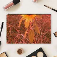 Red Tinted Sunflower Cosmetic Bag (Large)