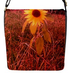 Red Tinted Sunflower Flap Closure Messenger Bag (S)