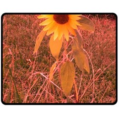 Red Tinted Sunflower Double Sided Fleece Blanket (medium)  by okhismakingart