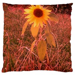 Red Tinted Sunflower Large Flano Cushion Case (one Side) by okhismakingart