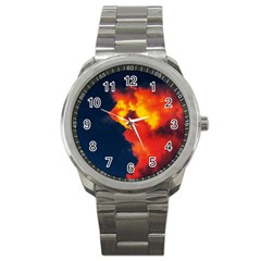 Ominous Clouds Sport Metal Watch by okhismakingart