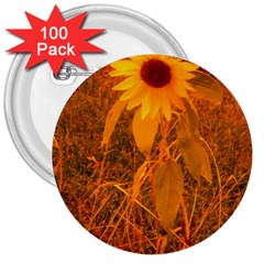 Yellow Sunflower 3  Buttons (100 Pack)  by okhismakingart