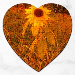 Yellow Sunflower Jigsaw Puzzle (heart) by okhismakingart