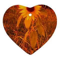 Yellow Sunflower Heart Ornament (two Sides) by okhismakingart