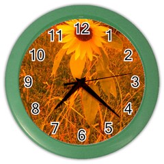 Yellow Sunflower Color Wall Clock by okhismakingart