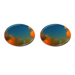 Orange And Blue Sky Cufflinks (oval) by okhismakingart