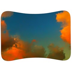 Orange And Blue Sky Velour Seat Head Rest Cushion by okhismakingart