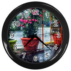 Rainy Day Wall Clock (black) by okhismakingart