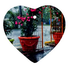 Rainy Day Heart Ornament (two Sides) by okhismakingart