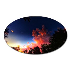 Deep Blue Sunset Oval Magnet by okhismakingart