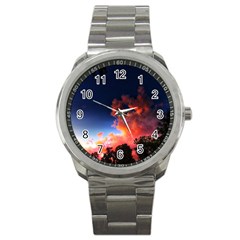 Deep Blue Sunset Sport Metal Watch by okhismakingart