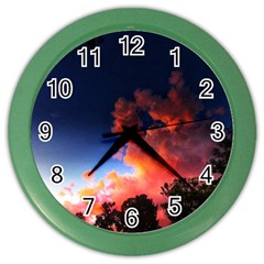 Deep Blue Sunset Color Wall Clock by okhismakingart