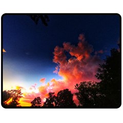 Deep Blue Sunset Double Sided Fleece Blanket (medium)  by okhismakingart