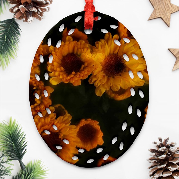 Yellow Flowers Ornament (Oval Filigree)