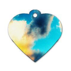 Pale Clouds Dog Tag Heart (two Sides) by okhismakingart