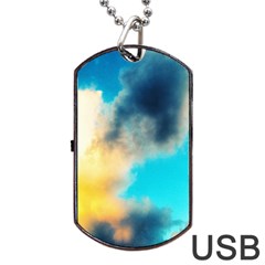 Pale Clouds Dog Tag Usb Flash (two Sides) by okhismakingart