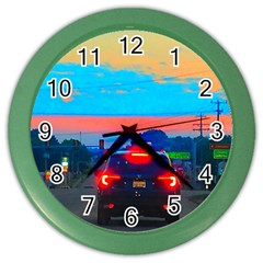 Neon Drive Color Wall Clock by okhismakingart