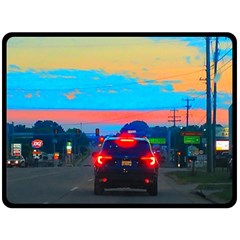 Neon Drive Fleece Blanket (large)  by okhismakingart