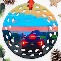 Neon Drive Ornament (round Filigree) by okhismakingart