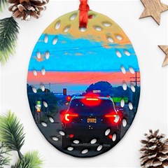 Neon Drive Ornament (oval Filigree) by okhismakingart