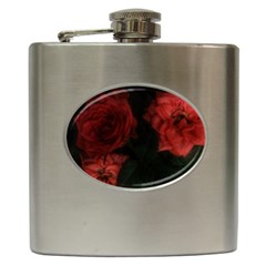 Three Pink Flowers Hip Flask (6 Oz) by okhismakingart