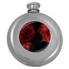 Three Pink Flowers Round Hip Flask (5 Oz) by okhismakingart