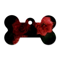 Three Pink Flowers Dog Tag Bone (one Side)