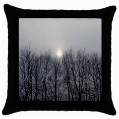 Foggy Forest Throw Pillow Case (black) by okhismakingart