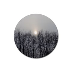 Foggy Forest Rubber Coaster (round)  by okhismakingart