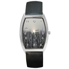 Foggy Forest Barrel Style Metal Watch by okhismakingart