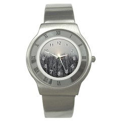 Foggy Forest Stainless Steel Watch by okhismakingart