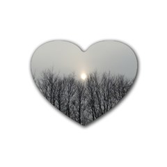 Foggy Forest Rubber Coaster (heart)  by okhismakingart