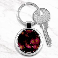 Purple Flowers With Yellow Centers Key Chains (round)  by okhismakingart